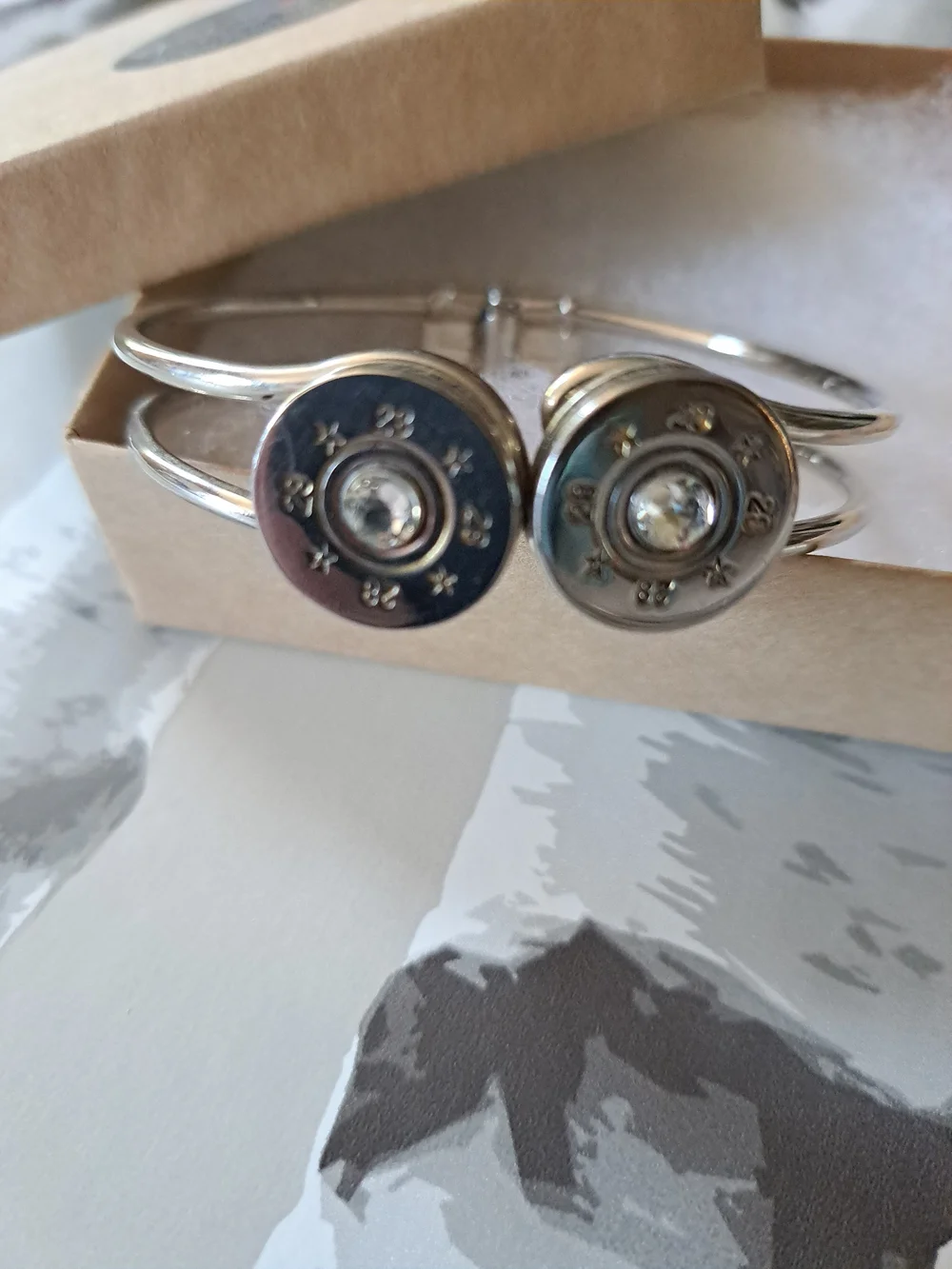 Spent Rounds Bullet Bracelet - 28 Gauage Silvertone Double-Disc Bangle